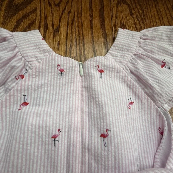 Florence Eiseman Seersucker Flamingo Print Dress 4T - Picture 7 of 9